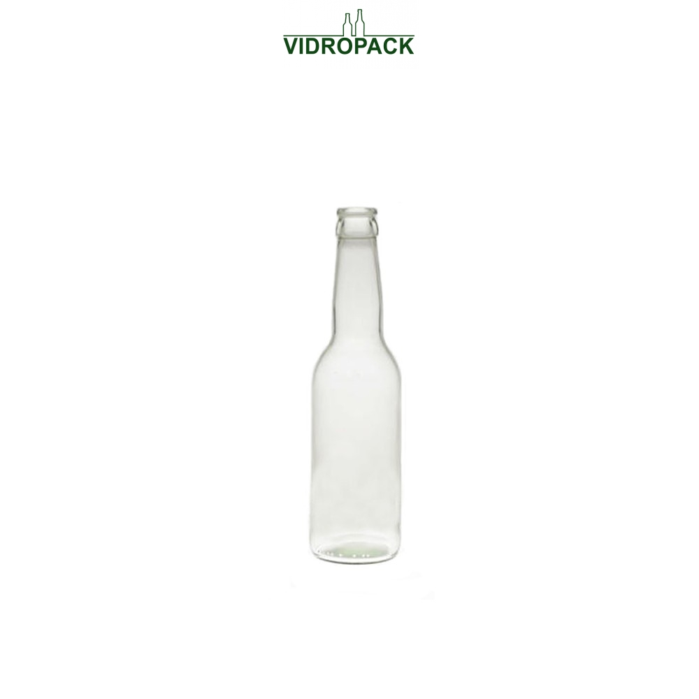 330 ml longneck fles helder glas met kroonkurk 26mm monding (CC26)