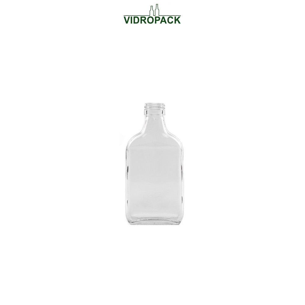 200 ml zakflakon helder glazen fles met schroefdop monding (PP28)