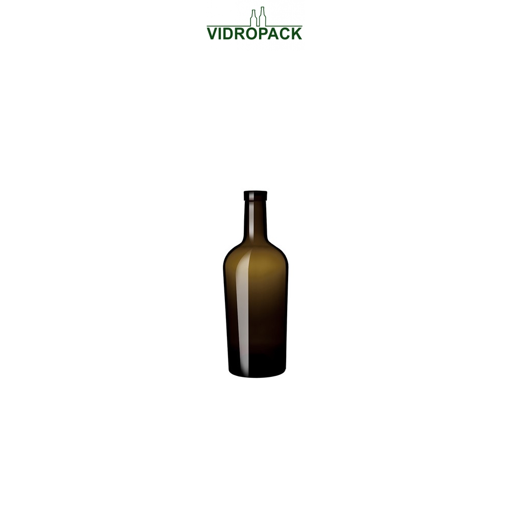 700 ml bordeaux regine  antiek groen glas met kurk monding