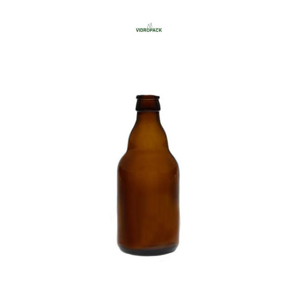 330 ml steinie glazen fles bruin glas met monding 26mm kroonkurk (CC26)