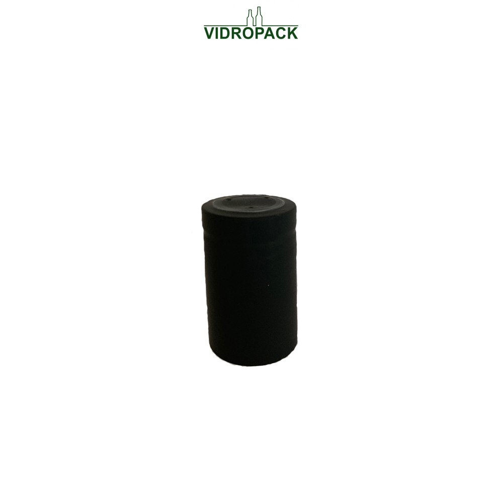 Heat shrink capsules 35 x 45 mm matt black closed with horizontal tear-tab