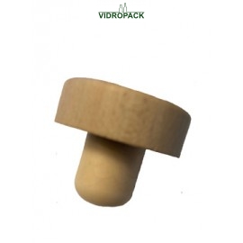 T-kurk 19mm syntetisch med beuken houten top (39,5x13mm)