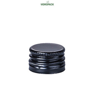 PP18 standard aluminium skruelåg sort  (18x12mm) med gevind og forseglingsring