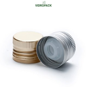 PP31,5 standaard aluminium schroefdop goud (31,5x24mm) voorgerold met schenker en verzegelring