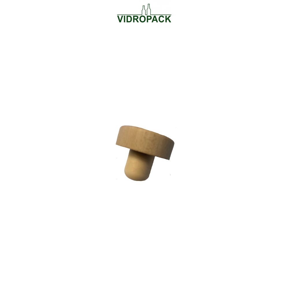 T-kurk 19,5 mm syntetisch med beuken houten top (39,5x13mm)