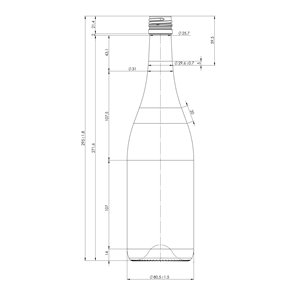 750 ml Bourgogne wijnfles helder glas schroefdop monding BVS 2