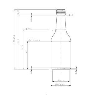 100 ml geradhals / langhalset glasflaska klar för 22mm skruvkapsyl PP22S 2