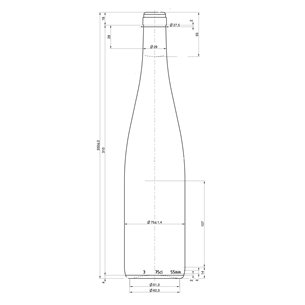 750 ml Rhine Wine bottle olive / antik cork finish (BM) 2
