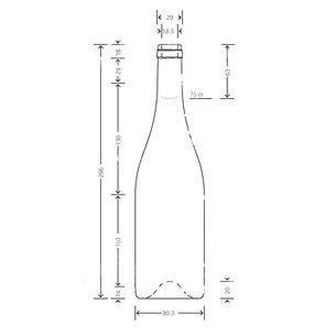 750 ml Bourgogne wijnfles helder glas kurk monding BM 2